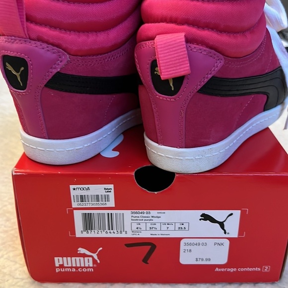 PUMA Bright Pink Suede Platform High-Top Sneakers Size 7 - Picture 9 of 10